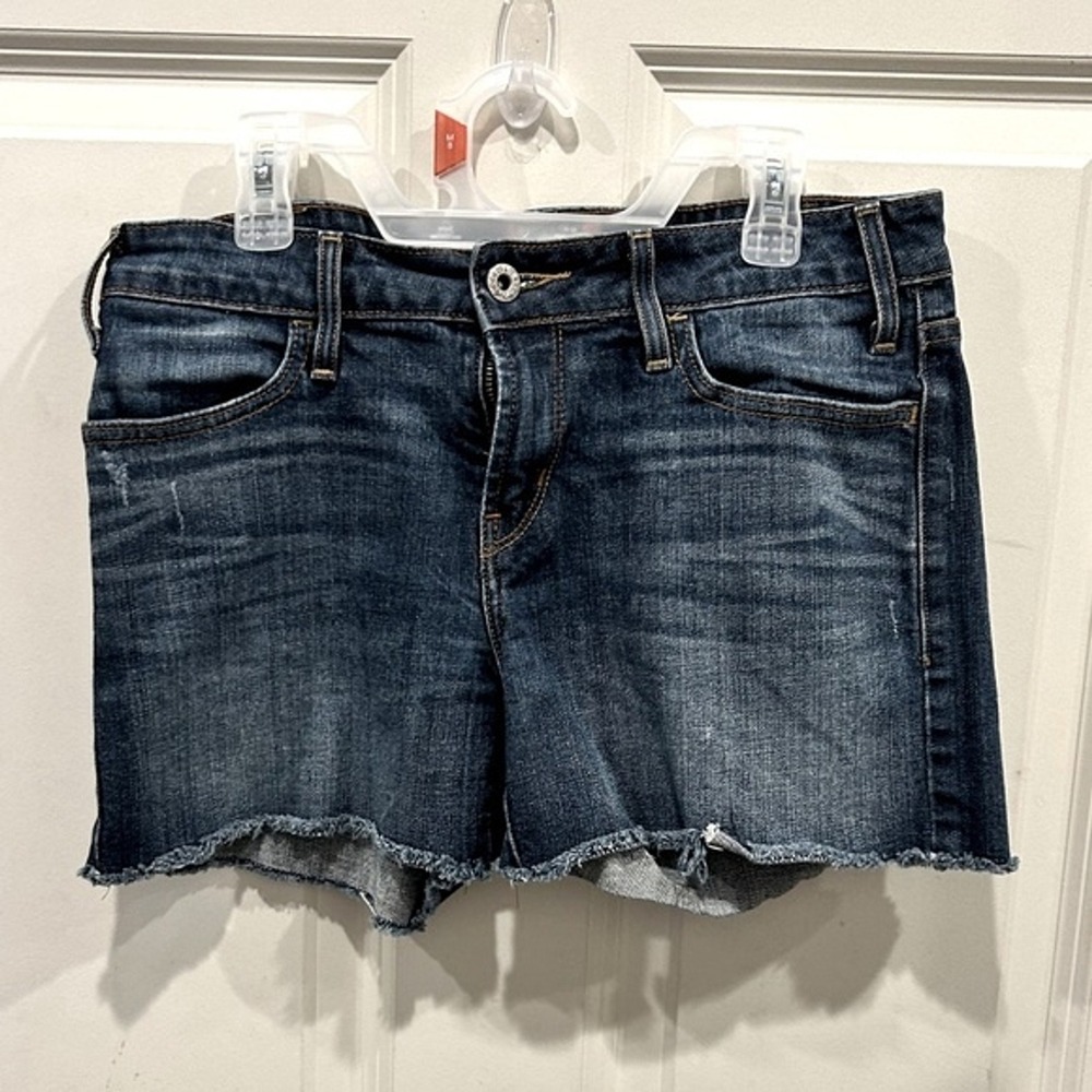Levis Womens 6 Dark Wash Denim Cutoff Shorts Raw Hem Stretch Blue Beach Fesitval